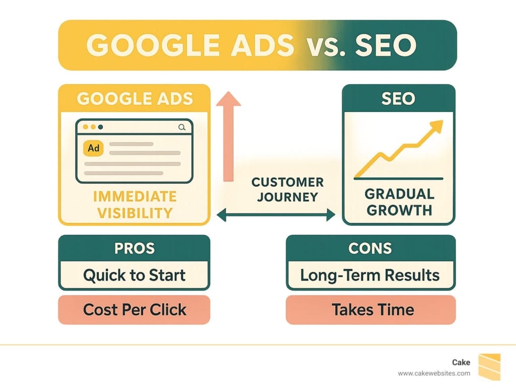 Google ads vs SEO infographic